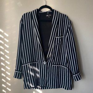 Black & White Striped Loose-fit Blazer